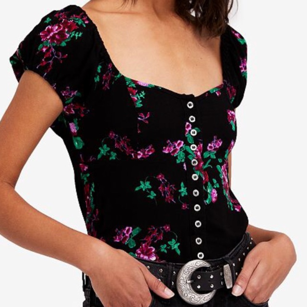 NWT Free People Floral Close To You Blouse